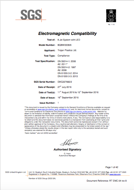 EMC Test Report for 8 Jet System